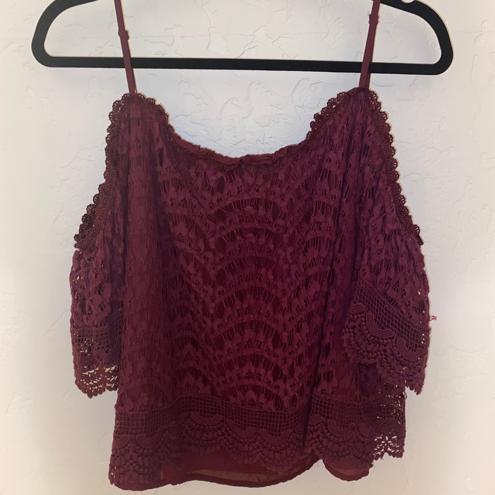 Maroon Tank + Off-the-Shoulder Blouse